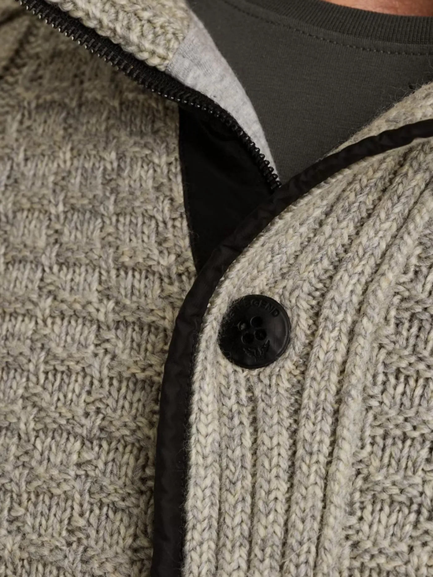 Zip jacket heavy knit mixed yarn